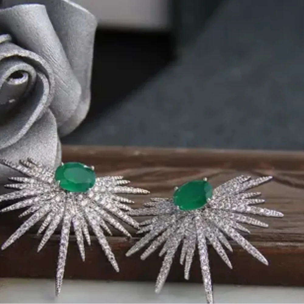 18k 3ct Starburst Earrings - Picture 6 of 13